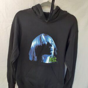 New Small Billie Eilish Portrait Logo Black Pullover Hoodie